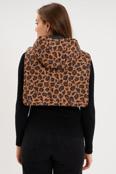 Col tour de cou &agrave; capuche zipp&eacute; marron femme