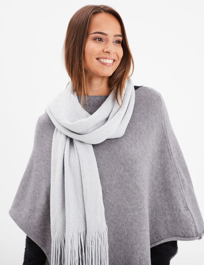 Écharpe tricotée à franges gris femme