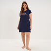 Chemise de nuit manches courtes coton bleu marine femme grande taille