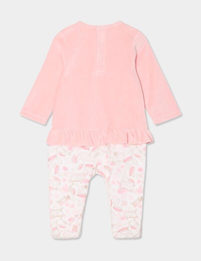 Dors-bien effet velours manches longues rose poudrée bébé fille