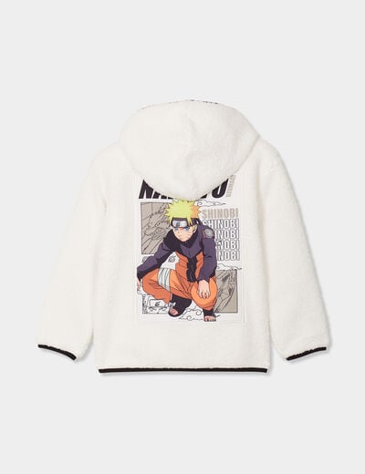Gilet zippé capuche effet mouton Naruto ivoire garçon