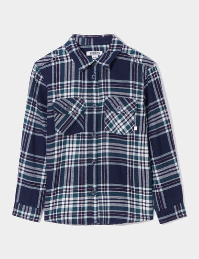Chemise manches longues bleu marine fille