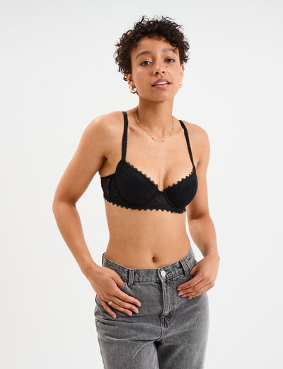 Soutien-gorge corbeille paddé dentelle noir femme