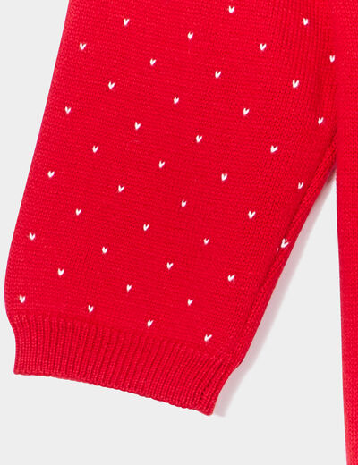 Robe pull de Noël épaule boutonnée coton rouge bébé fille