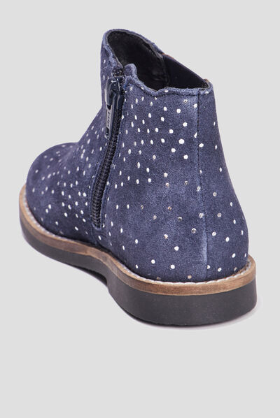 Bottines zippées en cuir bleu fille