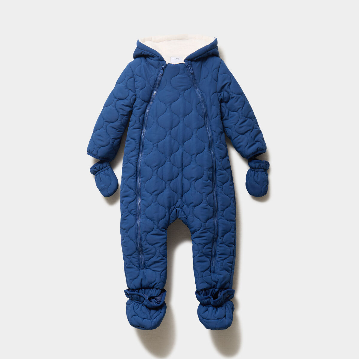 Combinaison pilote doubl&eacute;e &agrave; capuche bleu marine b&eacute;b&eacute; gar&ccedil;on