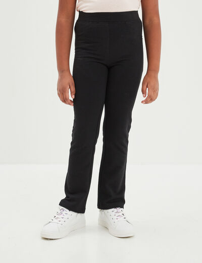 Pantalon flare en molleton noir fille