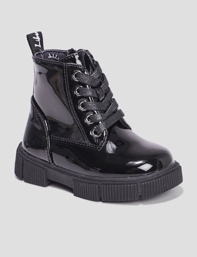 Bottines vernies à lacets Liberto noir bébé fille