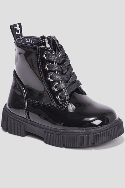 Bottines vernies à lacets Liberto noir bébé fille