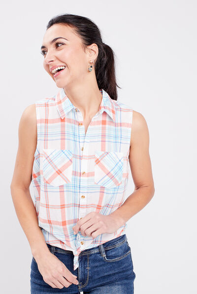 Chemise sans manches ecru femme