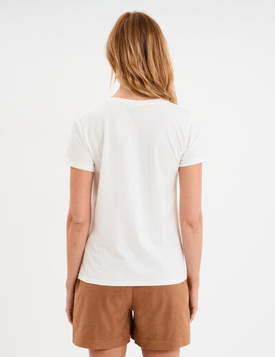 T-shirt col rond manches courtes Creeks blanc femme