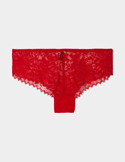 Shorty en dentelle rouge femme