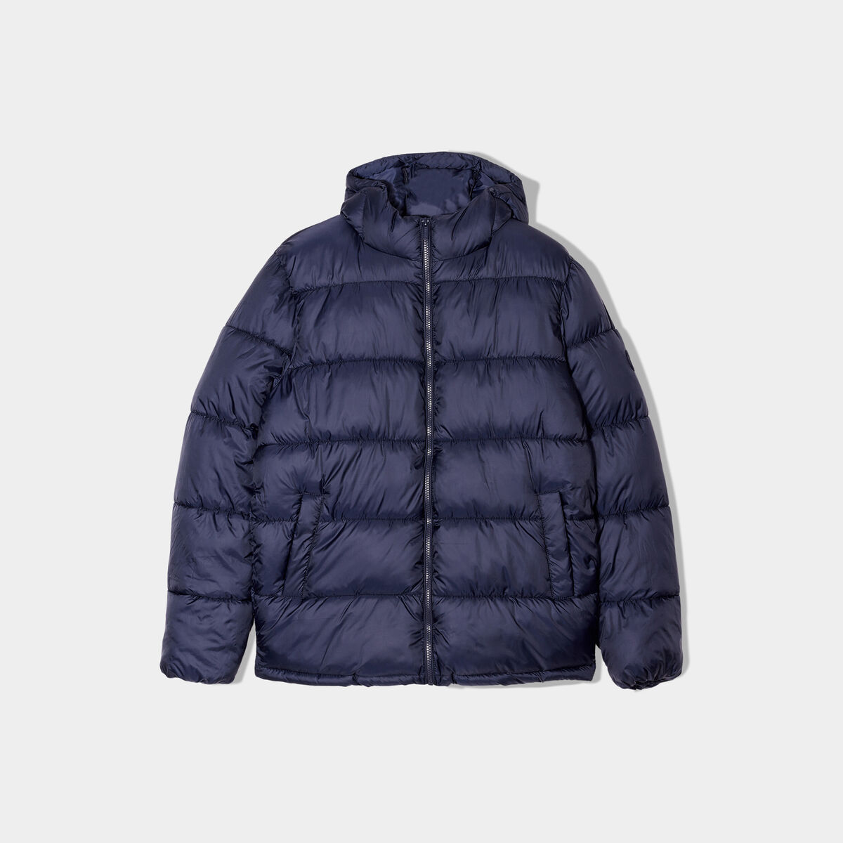 Doudoune doubl&eacute;e zipp&eacute;e &agrave; capuche bleu marine homme