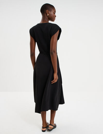 Robe &eacute;vas&eacute;e longue sans manches noir femme