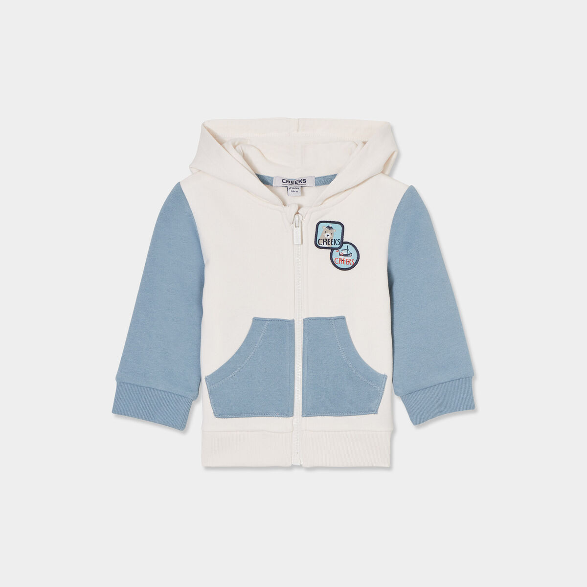 Gilet zippé à capuche Creeks ecru bébé garçon