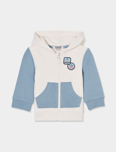 Gilet zippé à capuche Creeks ecru bébé garçon