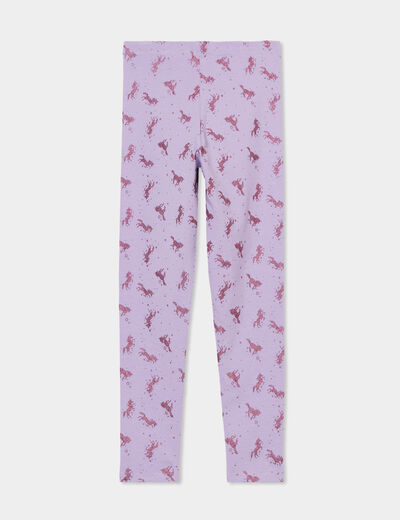 Legging long élastiqué coton mauve fille