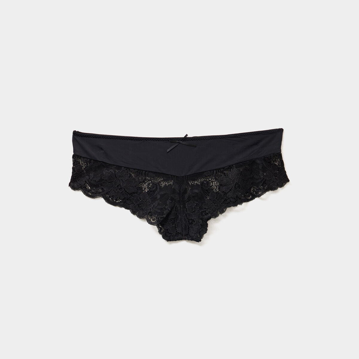 Shorty microfibre avec dentelle noir femme