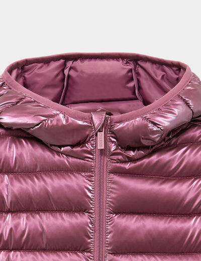 Doudoune l&eacute;g&egrave;re &agrave; capuche imperm&eacute;able bordeaux fille
