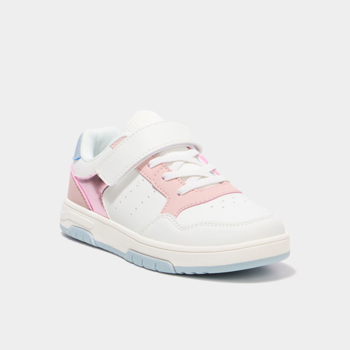 Tennis basses &agrave; scratchs bout renforc&eacute; blanc fille