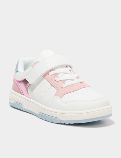 Tennis basses &agrave; scratchs bout renforc&eacute; blanc fille