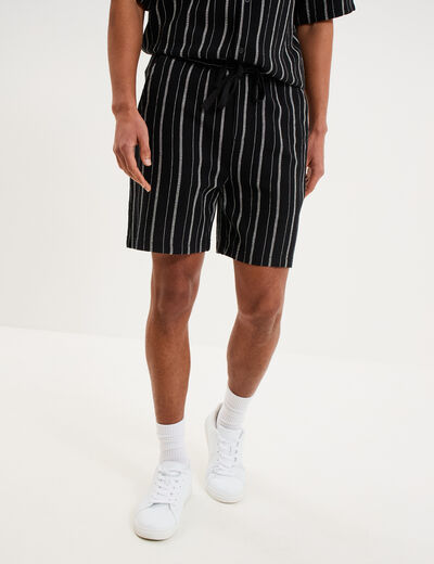 Bermuda short chino droit coton noir homme