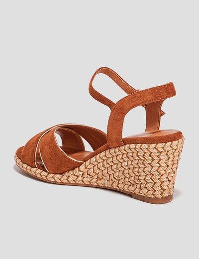 Sandales à talons compensés marron femme