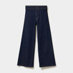 Jeans flare 7/8&egrave;me taille haute coton denim brut femme