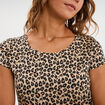 T-shirt coton imprim&eacute; coupe ajust&eacute;e sable femme