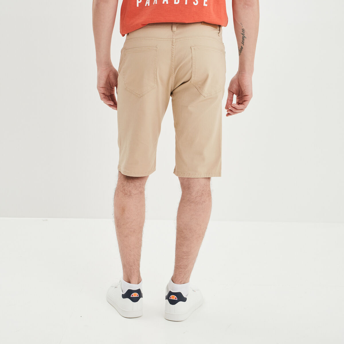Bermuda droit stretch 5 poches coton sable homme