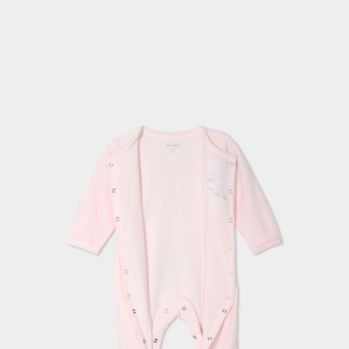 Dors-bien effet velours manches longues rose clair bébé fille