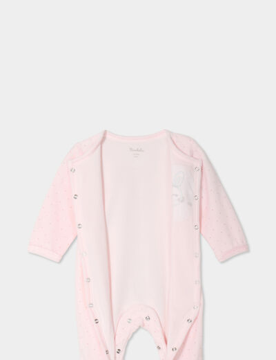 Dors-bien effet velours manches longues rose clair bébé fille