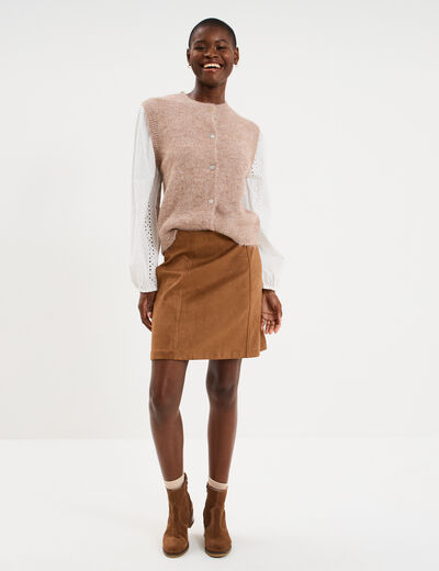 Gilet effet 2-en-1 beige femme