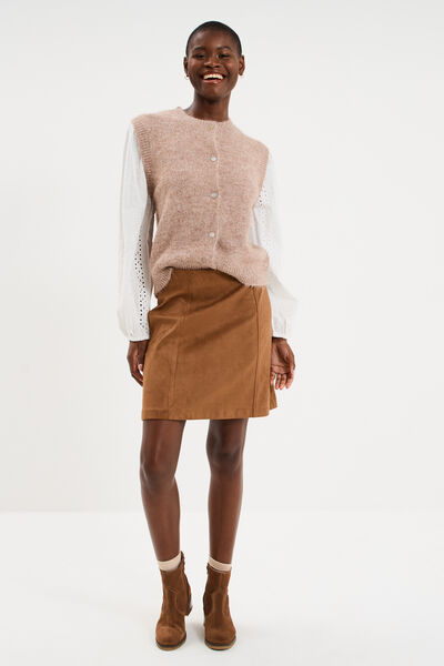 Gilet effet 2-en-1 beige femme