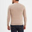Pull droit col rond coton m&eacute;lang&eacute; beige homme