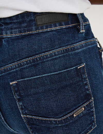 Jean skinny taille haute bleu fonc&eacute; femme