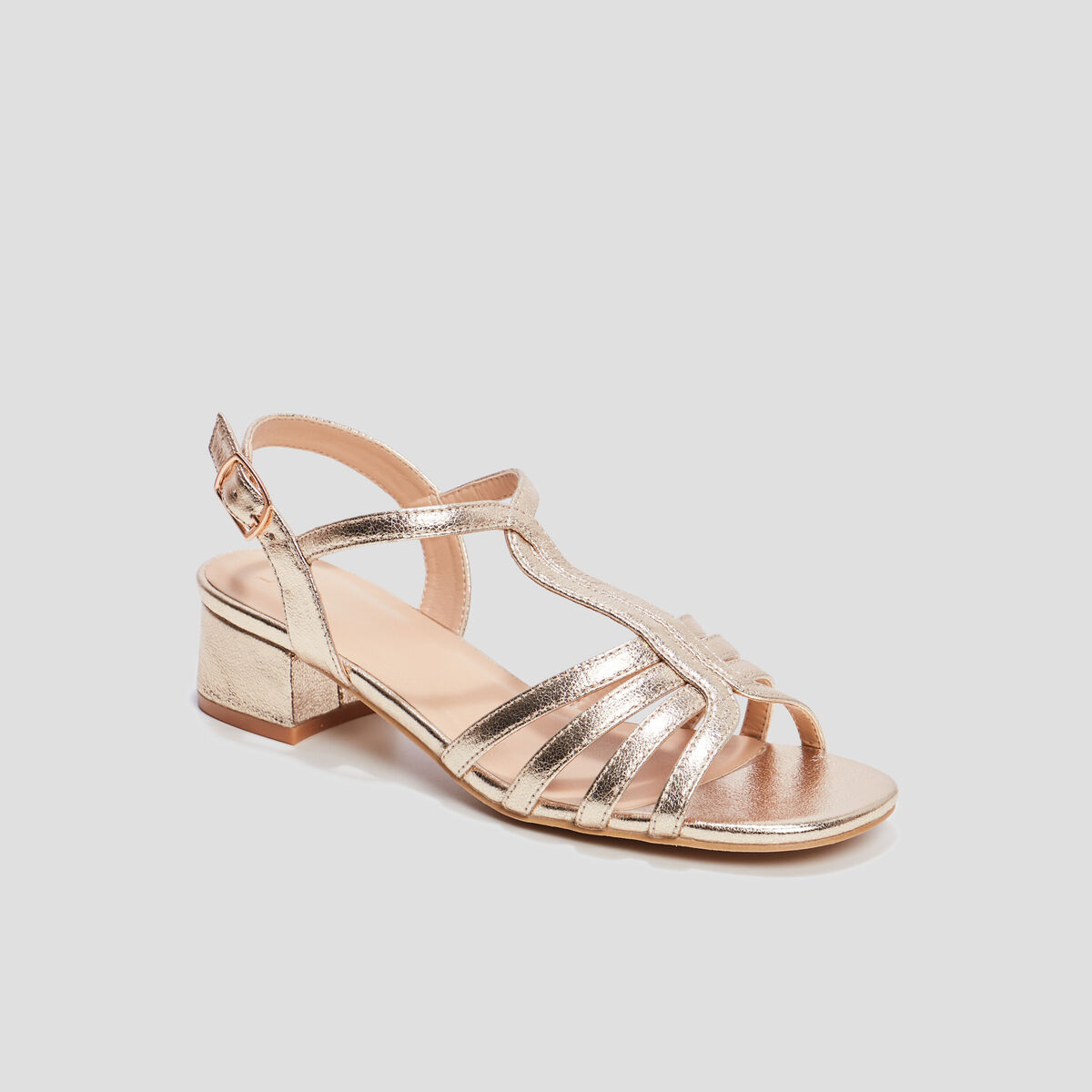 Sandales à talons jaune or femme