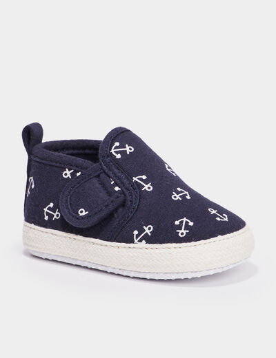 Bottons layette à scratchs bleu marine bébé garçon