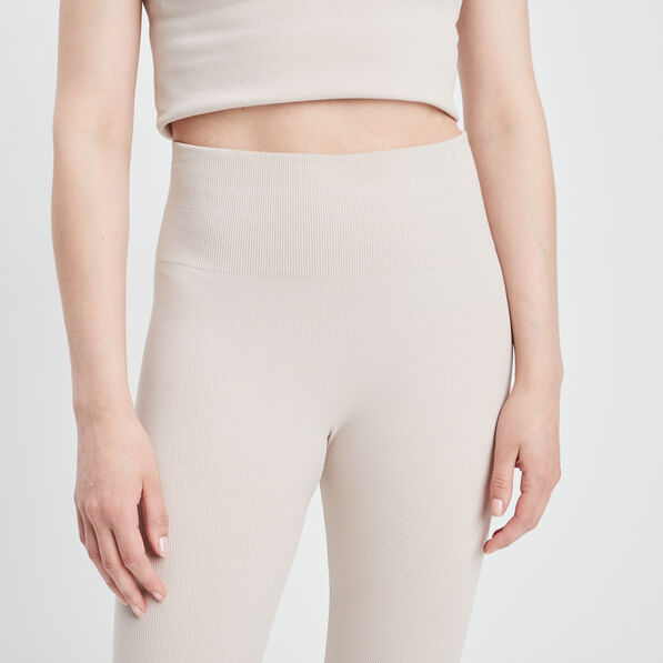 legging taille haute cotele sable femme Legging taille haute côtelé sable femme