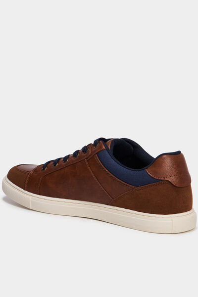 Baskets basses &agrave; lacets marron homme