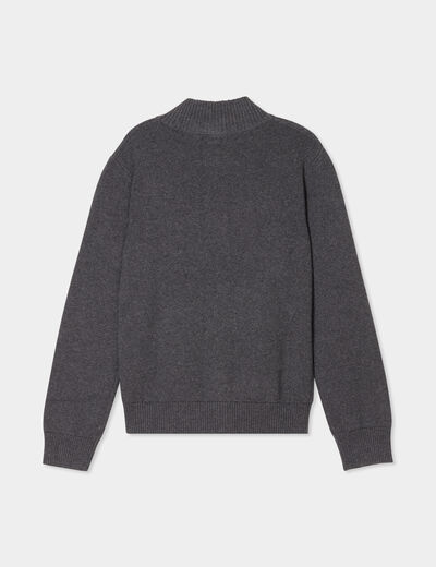 Gilet zippé col montant coton gris foncé garçon