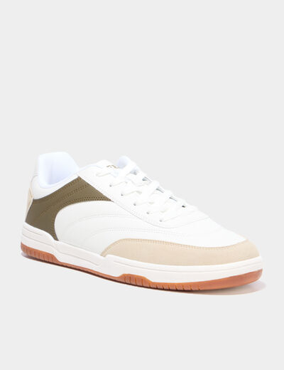 Baskets basses &agrave; lacets blanc homme