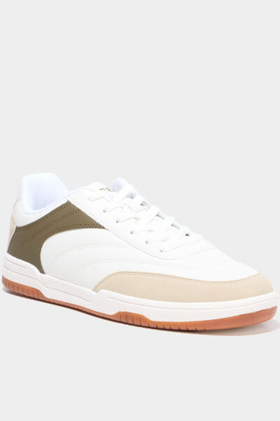 Baskets basses &agrave; lacets blanc homme