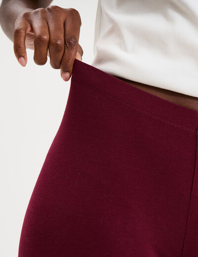 Legging 7/8 &egrave;me taille &eacute;lastiqu&eacute;e bordeaux femme