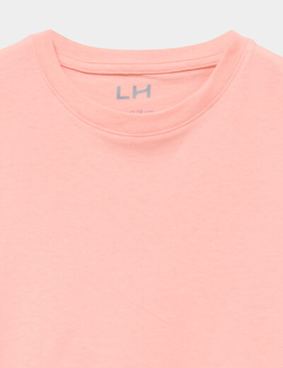 T-shirt manches courtes coton rose poudr&eacute;e fille