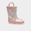 Bottes de pluie semelles crant&eacute;es rose b&eacute;b&eacute; fille