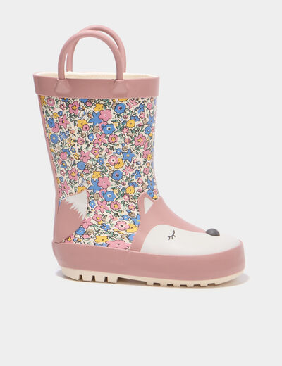 Bottes de pluie semelles crant&eacute;es rose b&eacute;b&eacute; fille