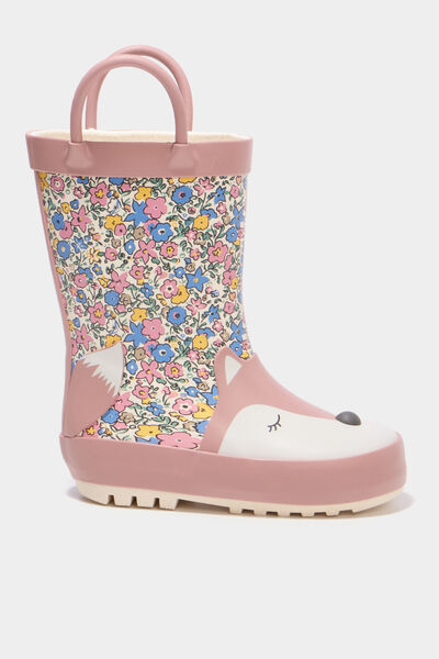 Bottes de pluie semelles crant&eacute;es rose b&eacute;b&eacute; fille