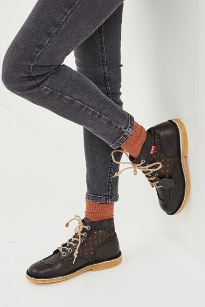 Bottines en cuir Kickers Kicklegend noir femme