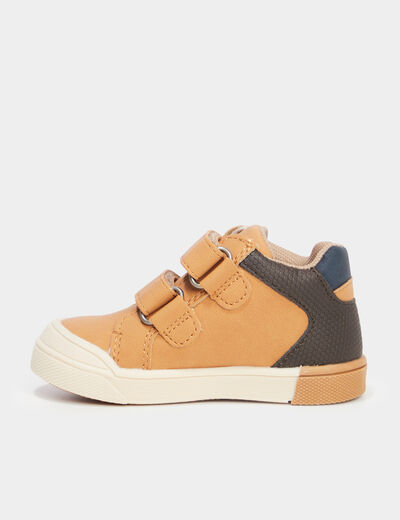 Baskets à scratchs bout rond Creeks camel bébé garçon